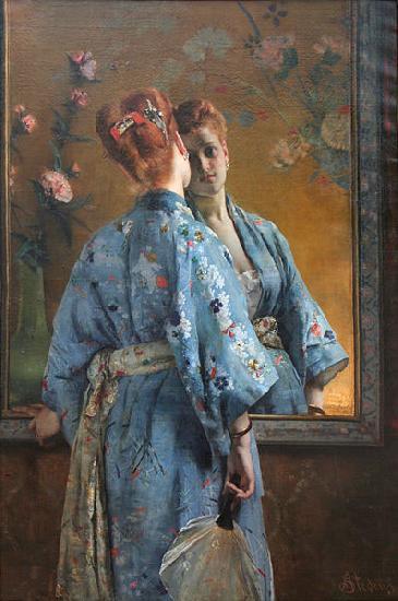 Alfred Stevens The Japanese Parisian. oil painting picture